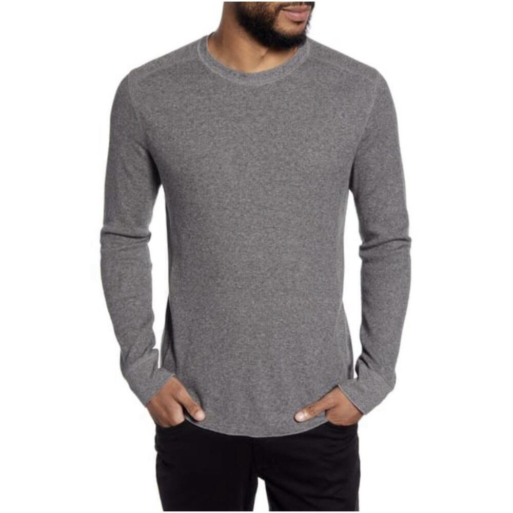 Vince Slim Fit Waffle Knit Long Sleeve T-Shirt S Gray Preppy Minimalist‎ Luxury